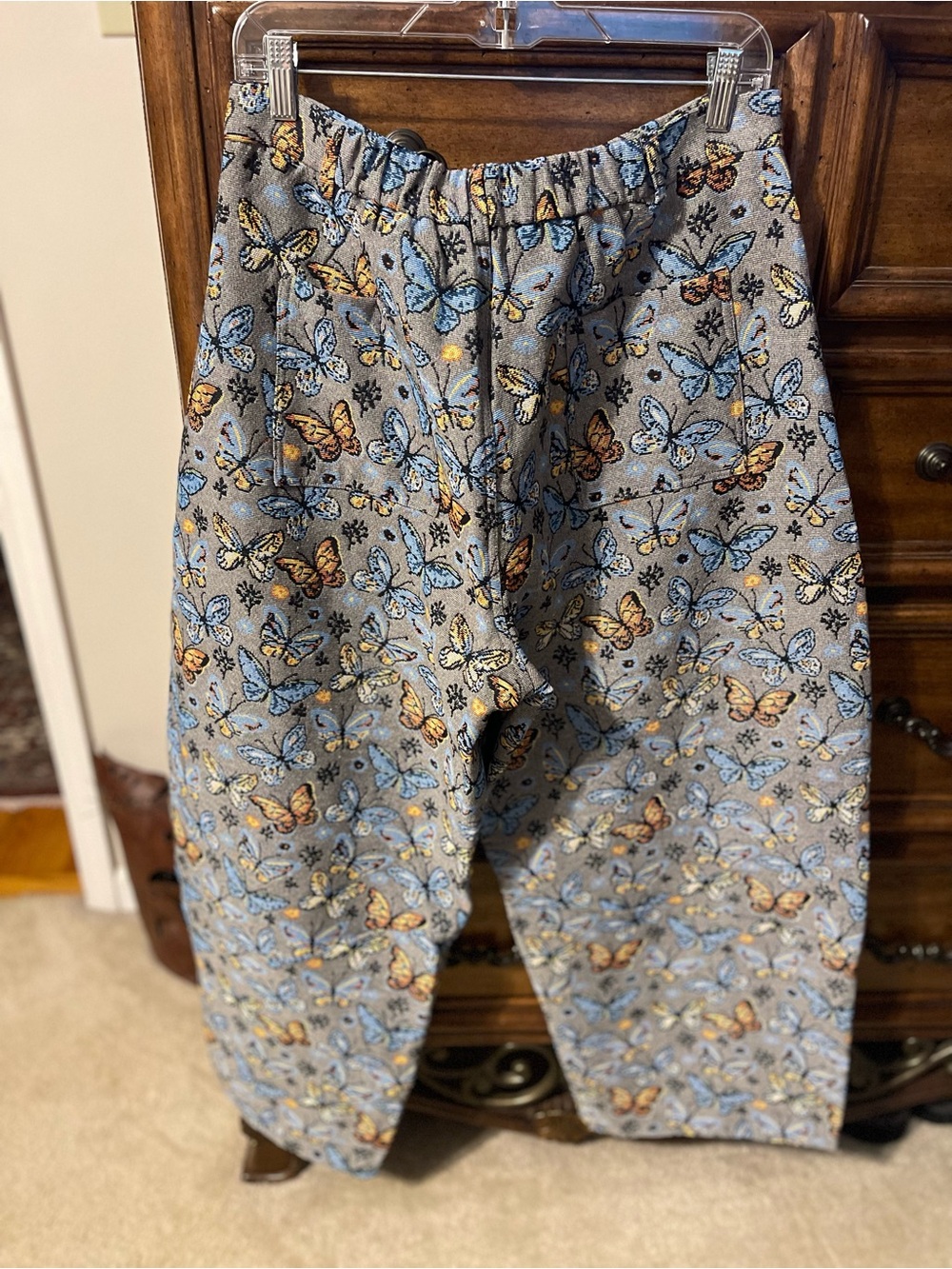 DAVI & DANI Butterfly Print Wide Leg Trousers in Blue and Yellow - Picture 6 of 7
